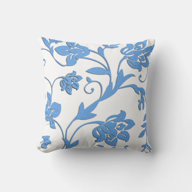 French Country Cornflower Blue Pattern MoJo Pillow (Front)