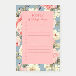 French Country Cottage Garden Floral Pink Blush Post-it Notes