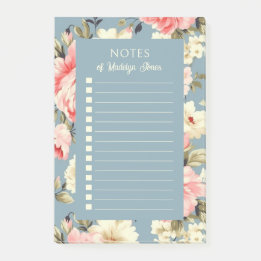 French Country Cottage Garden Flowers Dusty Blue Post-it Notes