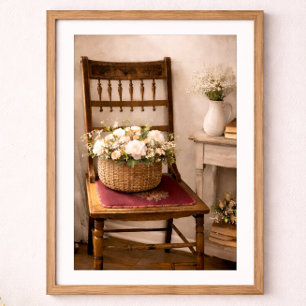 French Country Cottage Still Life Botanical Poster