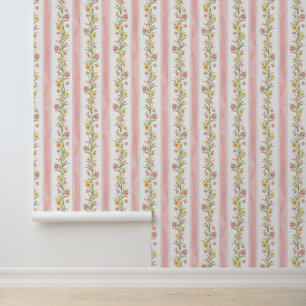French country delicate flowers wallpaper
