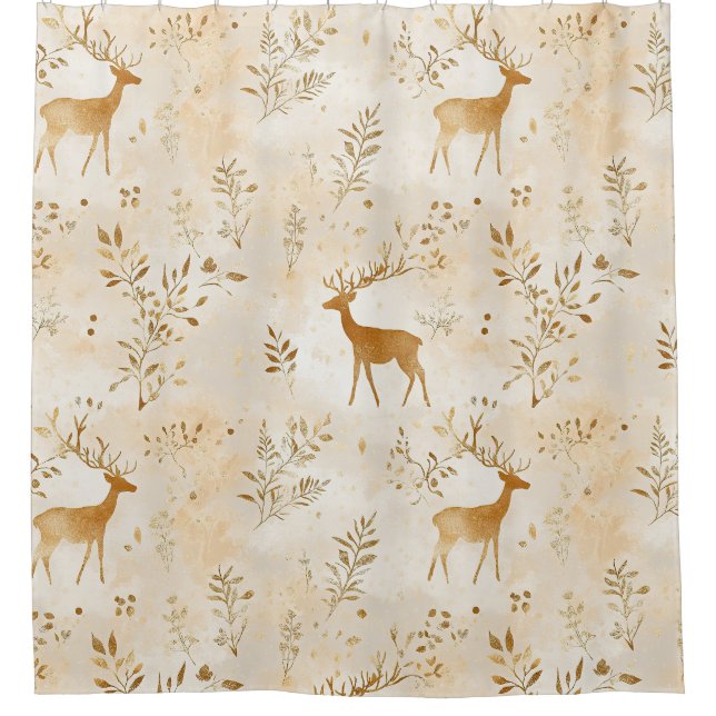 French Country Fawn Pattern Shower Curtain (Front)