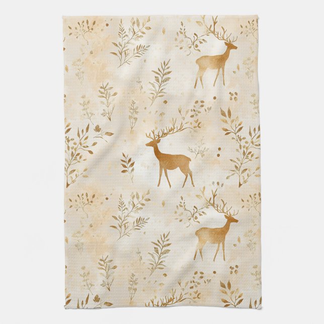 French Country Fawn Pattern Tea Towel (Vertical)