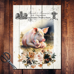 French Country Floral Hampshire Pigs Tissue Paper