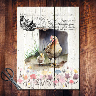 French Country Floral Plymouth Rock Chickens Tissue Paper