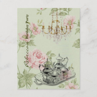 french country garden birthday tea party invitation