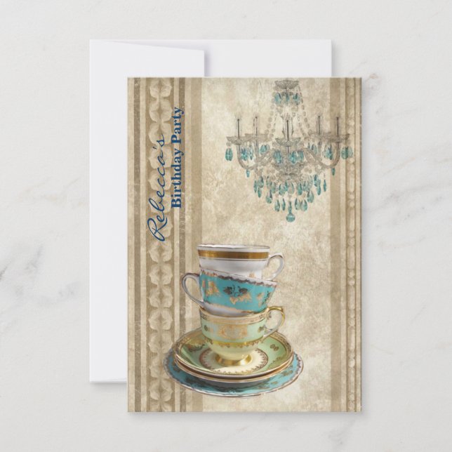 french country garden birthday tea party invitation (Front)