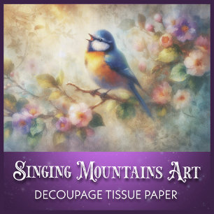 French Country Garden Bluebird Decoupage Tissue Paper