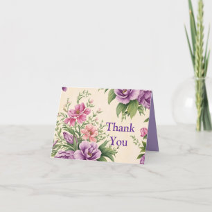 French Country Garden Lavender & Rose Blooms Thank You Card