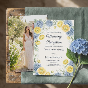 French Country Garden Photo Wedding Reception Invitation