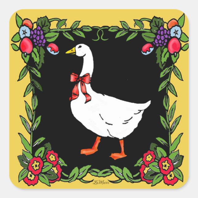 french country goose square sticker (Front)