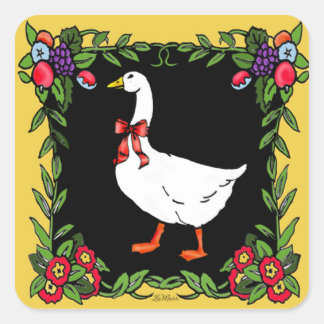 french country goose square sticker