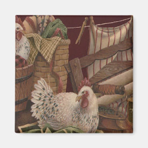 French Country Hens Fridge Magnet