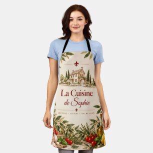 French Country Kitchen Apron with Custom Name