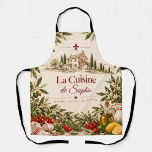 French Country Kitchen Apron with Custom Name