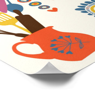 French Country Kitchen - Utensils on floral. Poster