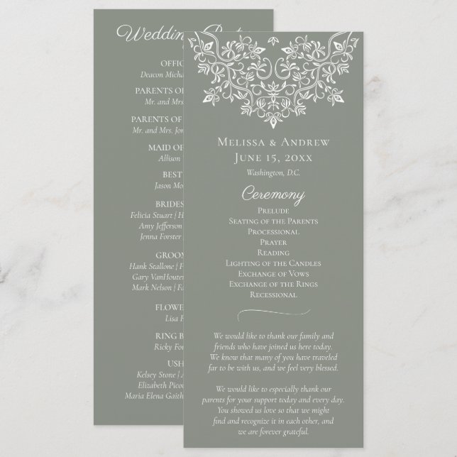 French Country Lace Garden Programs Programme (Front/Back)