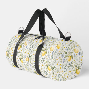 French Country Lemon and Wildflowers Pattern Duffle Bag