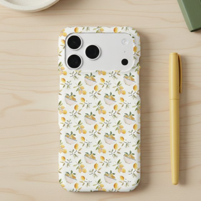 French Country Lemon Pattern Phone Case (cute elegant French country lemon pattern iphone case)
