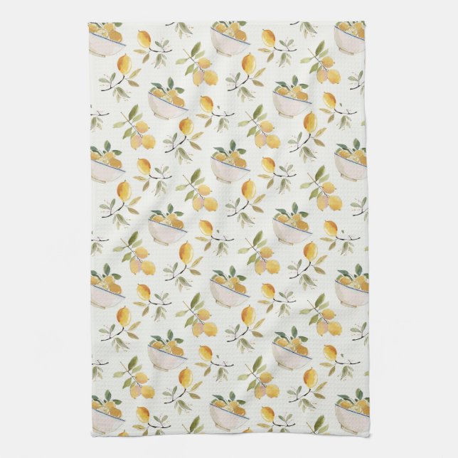 French Country Lemon Pattern Tea Towel (Vertical)