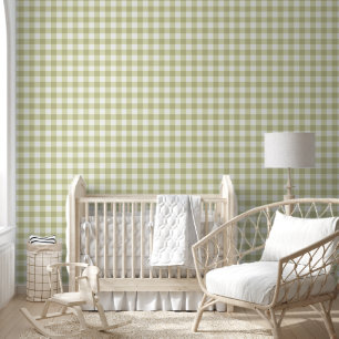 French Country Meadow Gingham - sage green plaid. Wallpaper