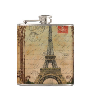 french country modern vintage paris eiffel tower hip flask
