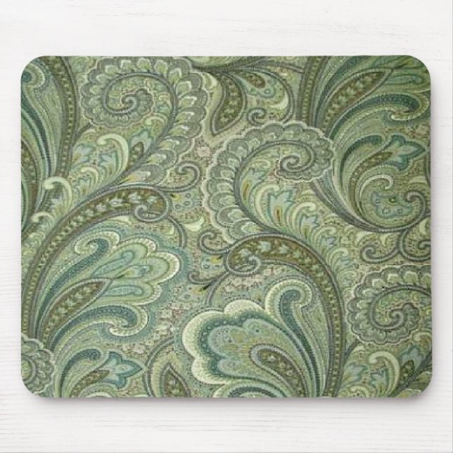 French Country Pretty Paisley Sage Mousepad (Front)