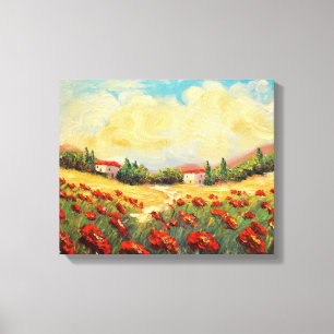 French Country Red Poppies Impressionist Canvas Print