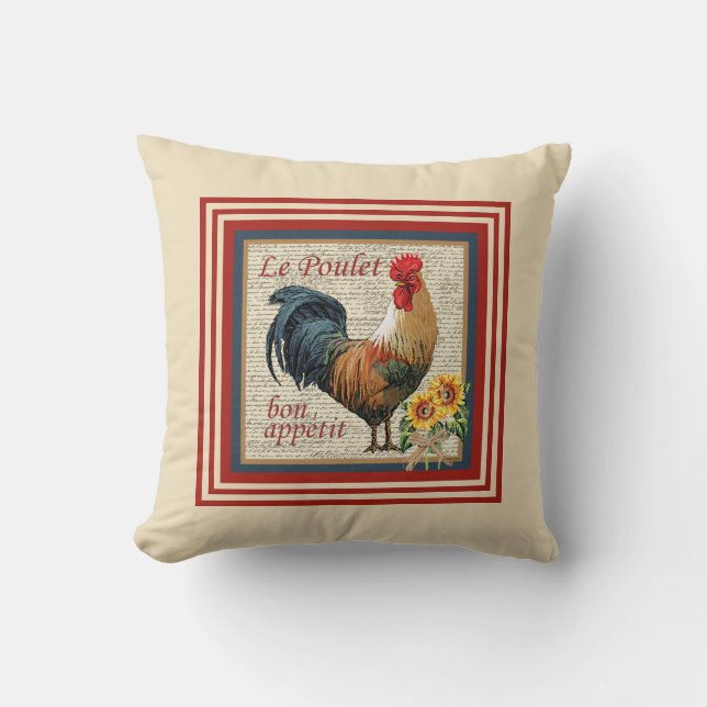 French Country Rooster Cushion (Front)