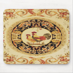 French Country Rooster & Hen Design Mouse Pad