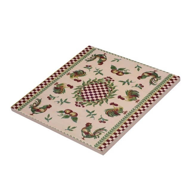 French Country Roosters Ceramic Tile (Side)