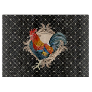French Country Roosters Vintage Antique Home Decor Cutting Board