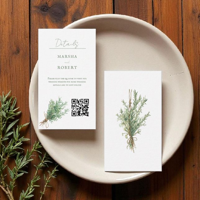 French Country Rosemary Rustic Botanical Wedding  Enclosure Card (Creator Uploaded)