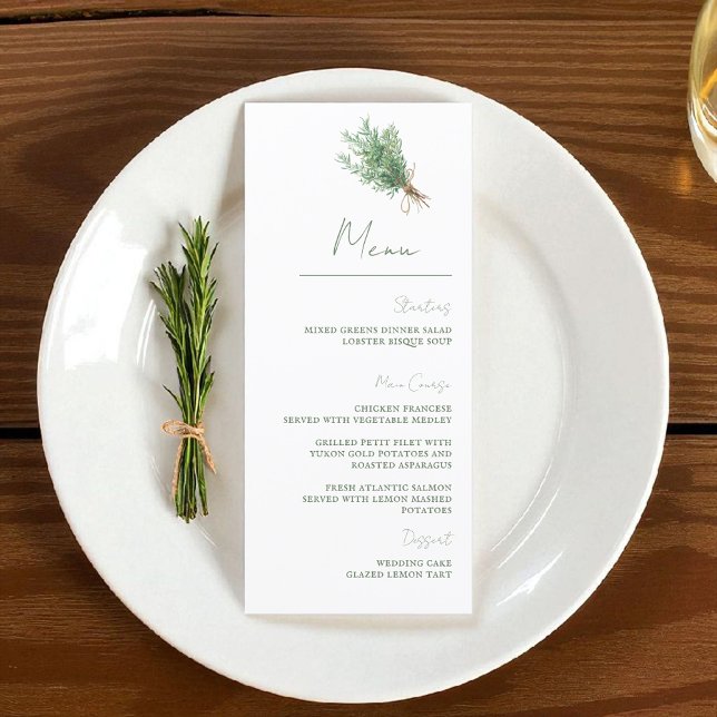 French Country Rosemary Sage Green Rustic Menu  (Creator Uploaded)