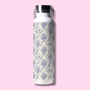 French Country Toile de Jouy Blue Pattern Water Bottle