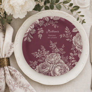 French Country Toile Paper Plate