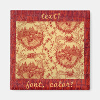 French Country Toile Pattern Hen House Magnet