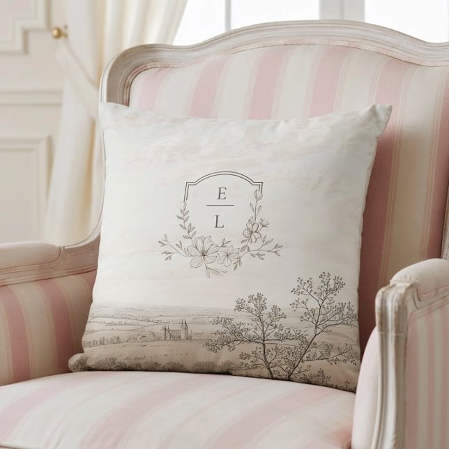 French Country Toile Wedding Personalized Cushion (Creator Uploaded)