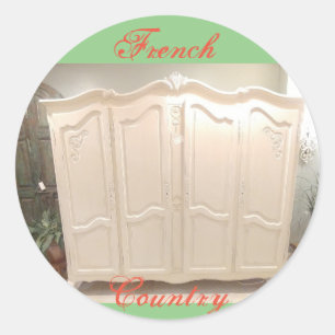 French Country Vintage Armoire Classic Round Sticker