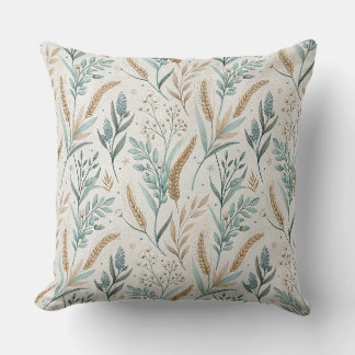 French Country Wheat & Wildflower Floral Pattern Cushion
