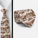 French Countryside Horse Toile de Jouy Neck Tie<br><div class="desc">Brown French Countryside Horses Toile de Jouy Neck Tie Elevate your formalwear with timeless European charm. This elegant neck tie features a classic toile de Jouy pattern inspired by the romantic landscapes and horses of the French countryside. Rendered in rich brown tones on a soft neutral backdrop, the detailed pastoral...</div>