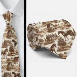 French Countryside Horse Toile de Jouy Neck Tie<br><div class="desc">Brown French Countryside Horses Toile de Jouy Neck Tie Elevate your formalwear with timeless European charm. This elegant neck tie features a classic toile de Jouy pattern inspired by the romantic landscapes and horses of the French countryside. Rendered in rich brown tones on a soft neutral backdrop, the detailed pastoral...</div>