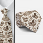 French Countryside Horses Toile De Jouy Pattern Tie<br><div class="desc">Brown French Countryside Horses Toile de Jouy Neck Tie Elevate your formalwear with timeless European charm. This elegant neck tie features a classic toile de Jouy pattern inspired by the romantic landscapes and horses of the French countryside. Rendered in rich brown tones on a soft neutral backdrop, the detailed pastoral...</div>