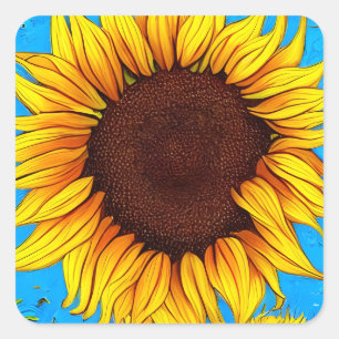 French Countryside Sunflower Square Sticker