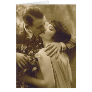 French Couple Kisses Card