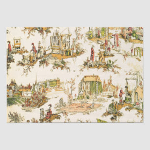 French Creme Toile Chinoiserie Rustic Decoupage Tissue Paper