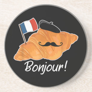French Croissant Lover France Flag Francophile Coaster