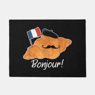French Croissant Lover France Flag Francophile Doormat