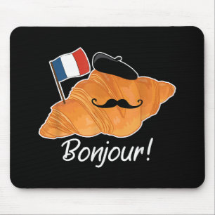 French Croissant Lover France Flag Francophile Mouse Pad