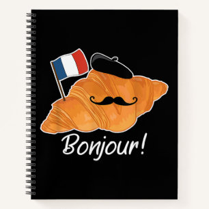 French Croissant Lover France Flag Francophile Notebook